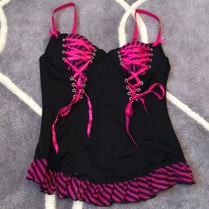 Tripp pink and black lingerie top